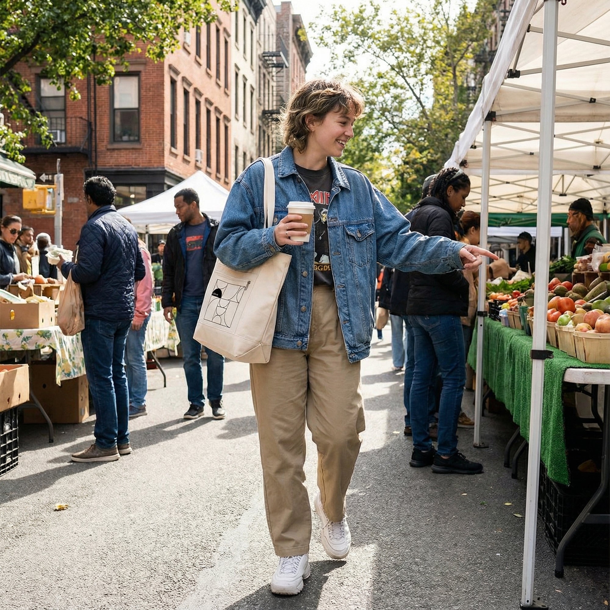 Art Deco Block Print Zippered Canvas Tote — Take it with you with this stylish everyday grocery & festival Bag
