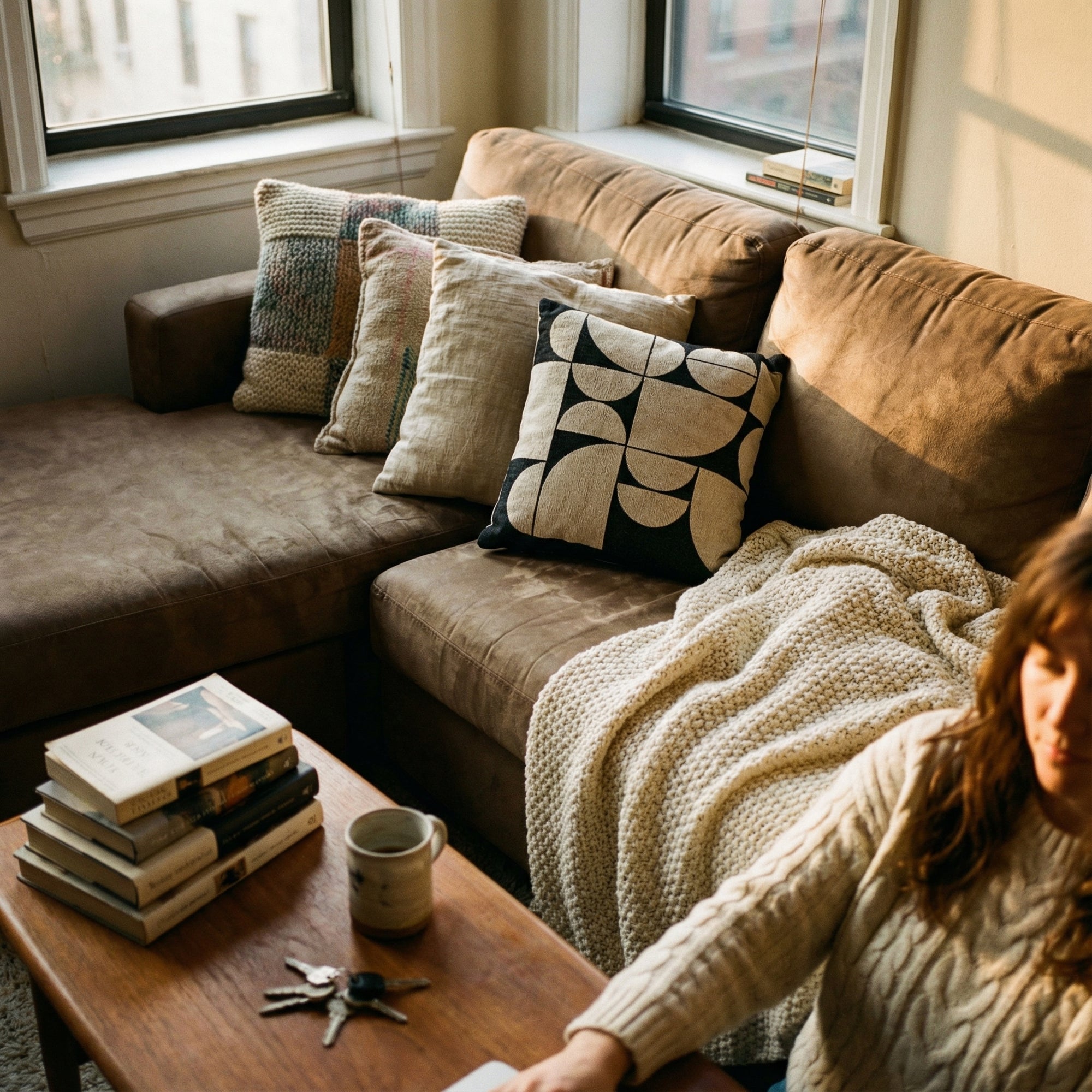 Calexo Art Deco Woven Pillow — Chic Geometric Accent for Living Room & Bedroom