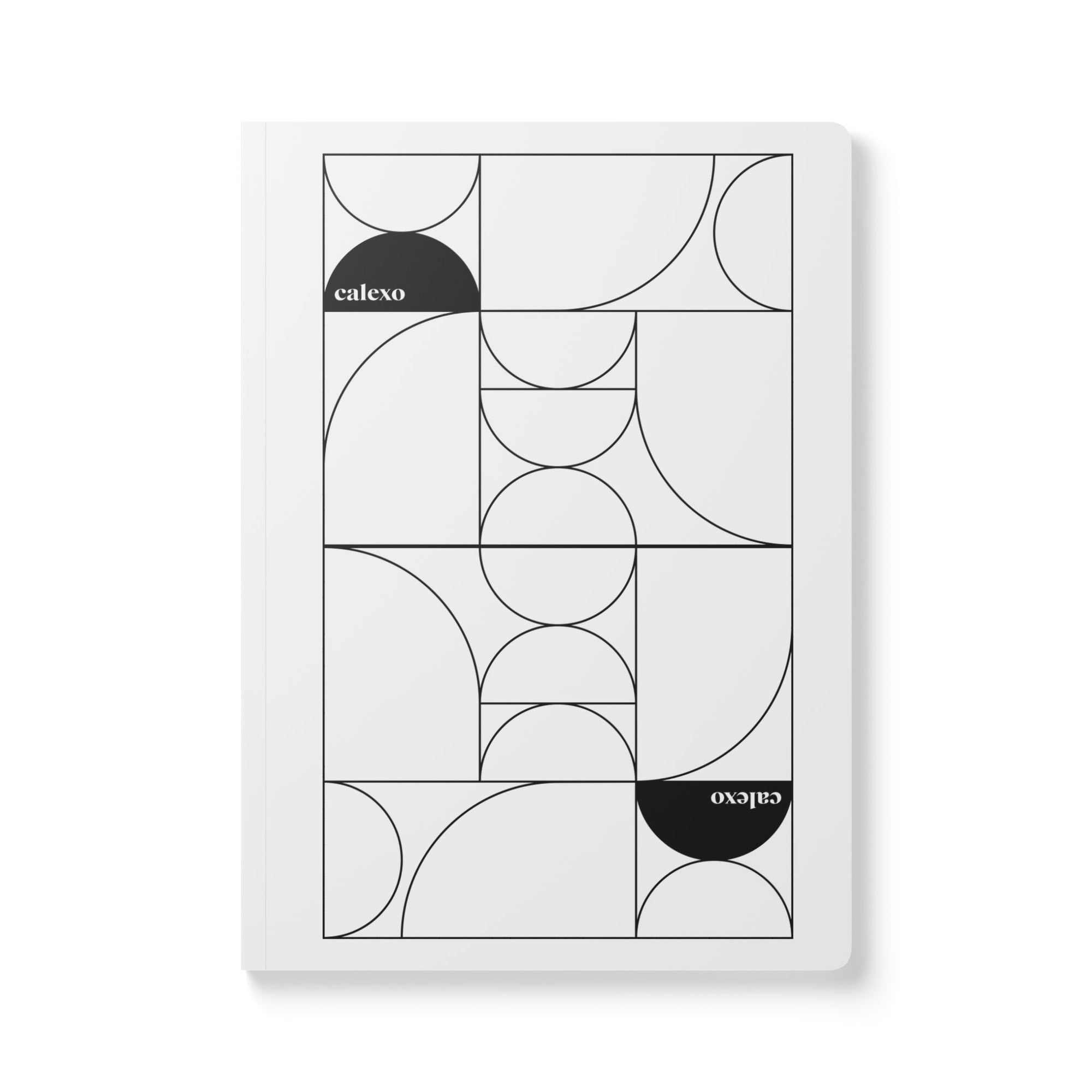 Geometric Minimalist Softcover Journal — Black & White Modern Pattern